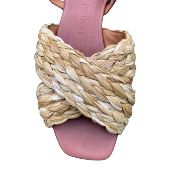 NEW Tory Burch Kira Quilted Raffia Ankle Strap Flat Sandal Size 8.5 - Picture 2 of 3
